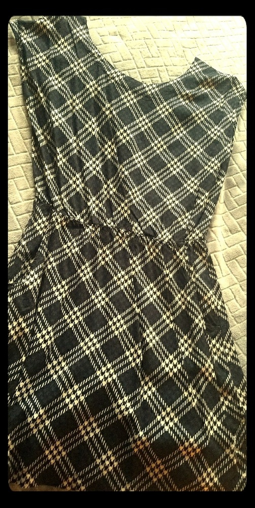 Forever 21 Plaid Dress - navy/white